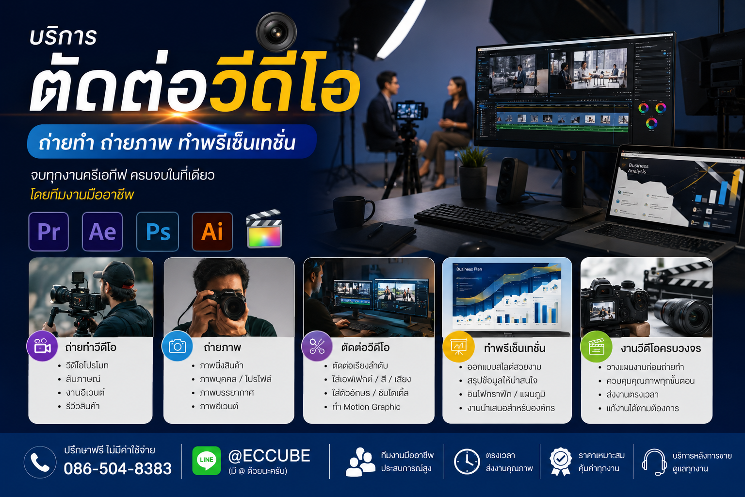 รับตัดต่อวิดีโอ / ผลิตสื่อวิดีโอ